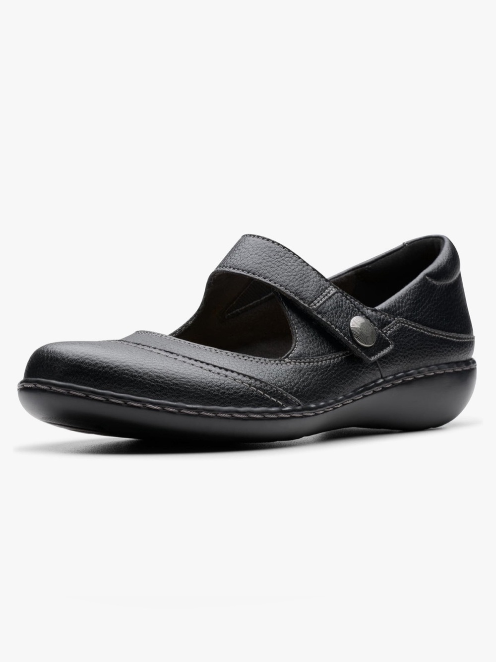 Clarks Black Mary Jane Strap Flat